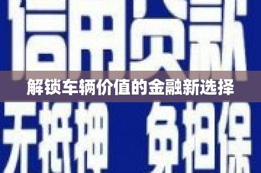 阳江解锁车辆价值的金融新选择