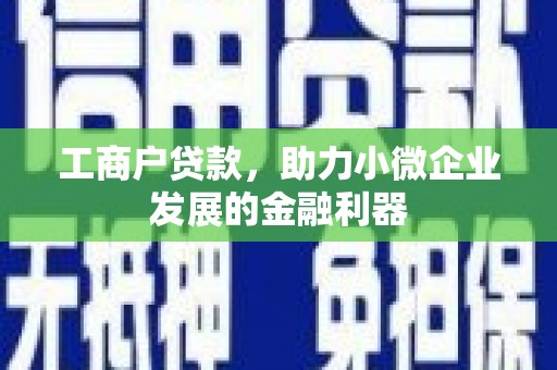 阳江工商户贷款，助力小微企业发展的金融利器
